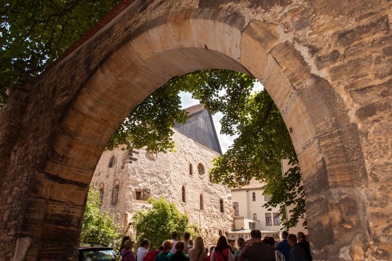 View of the western facade of the Old Synagogue in Erfurt 