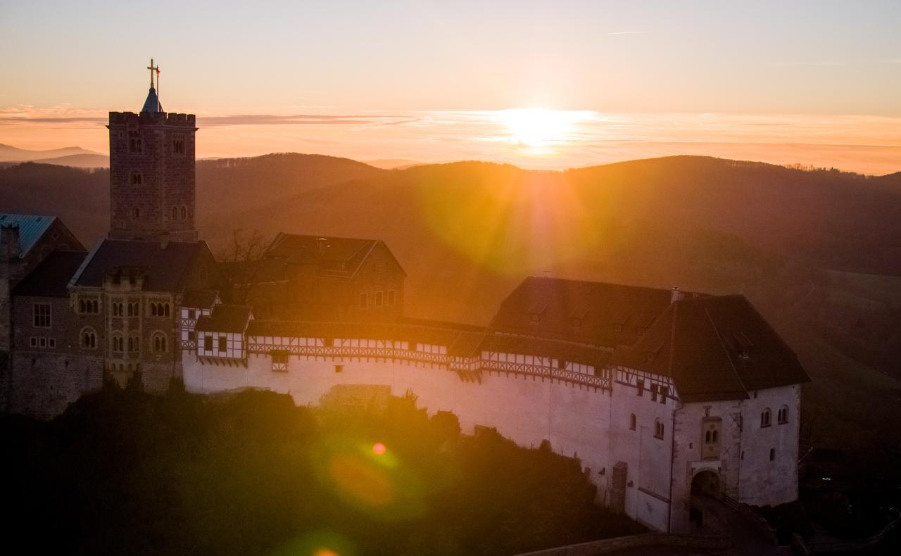 Sonnenuntergang auf der Wartburg in Eisenach