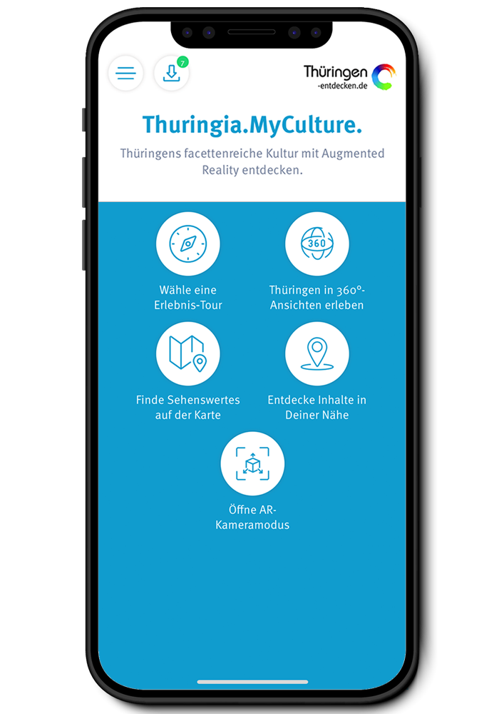 Mockup der App Thuringia.MyCulture. im Smartphone-Display